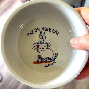 Cat Bowl - White with Colorful Design